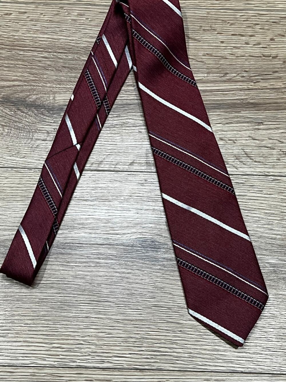 Ketch Mens Tie Burgundy Stripe Pattern (A00)